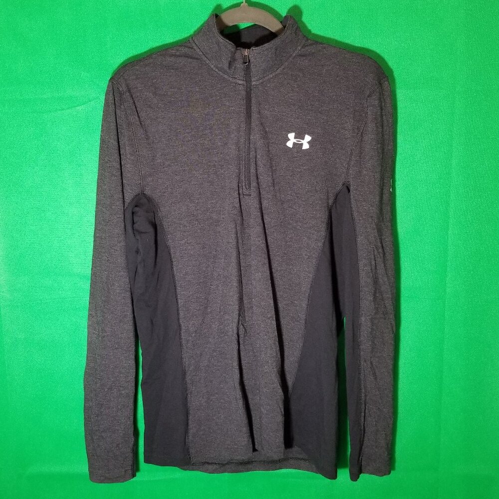 Under Armour Men Small Loose 1/4 Zip Long Sleeve Heatgear Gray Gym